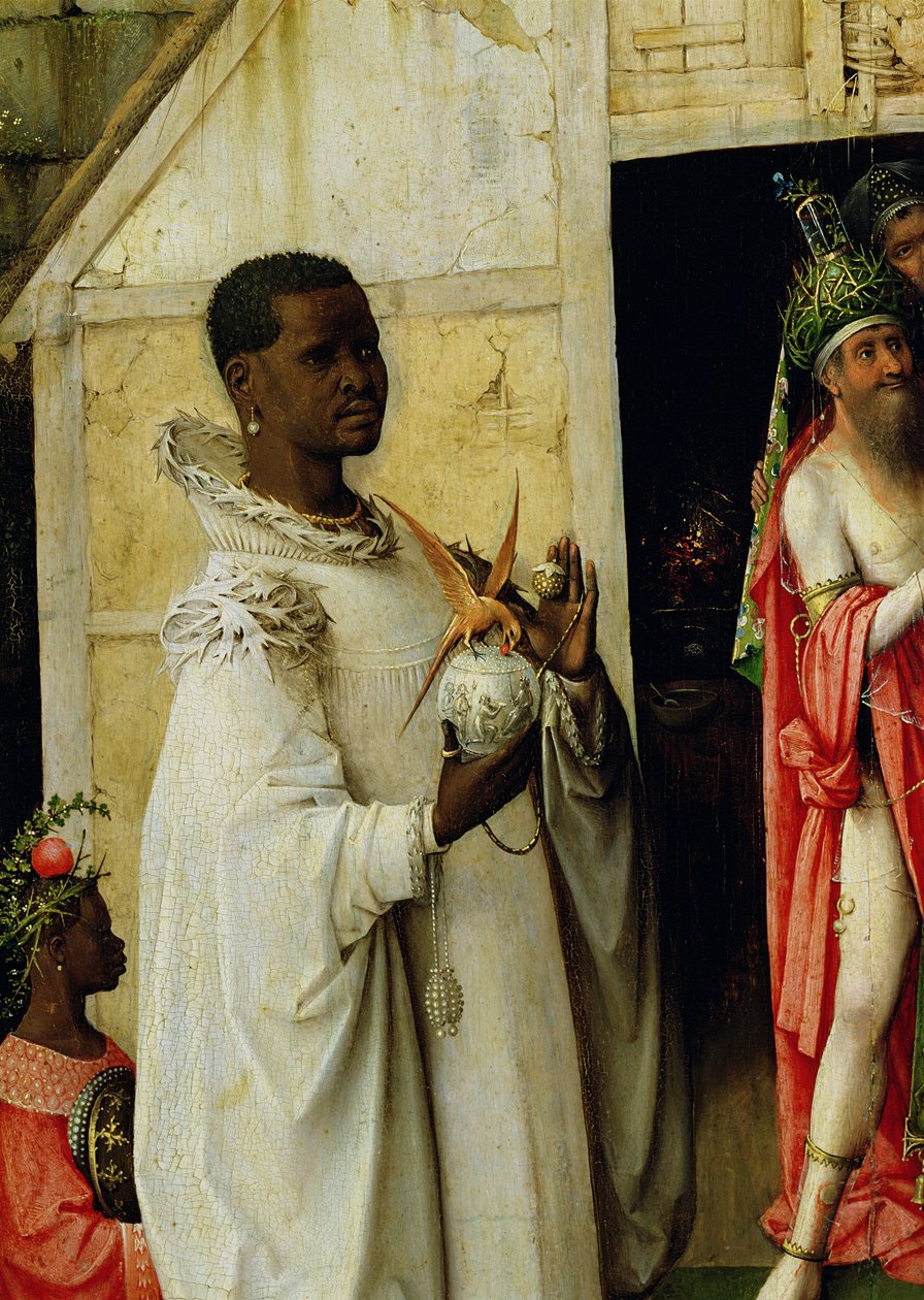 Klanění tří králů: detail krále Baltazara z centrálního panelu triptychu, 1510 od Hieronymus Bosch