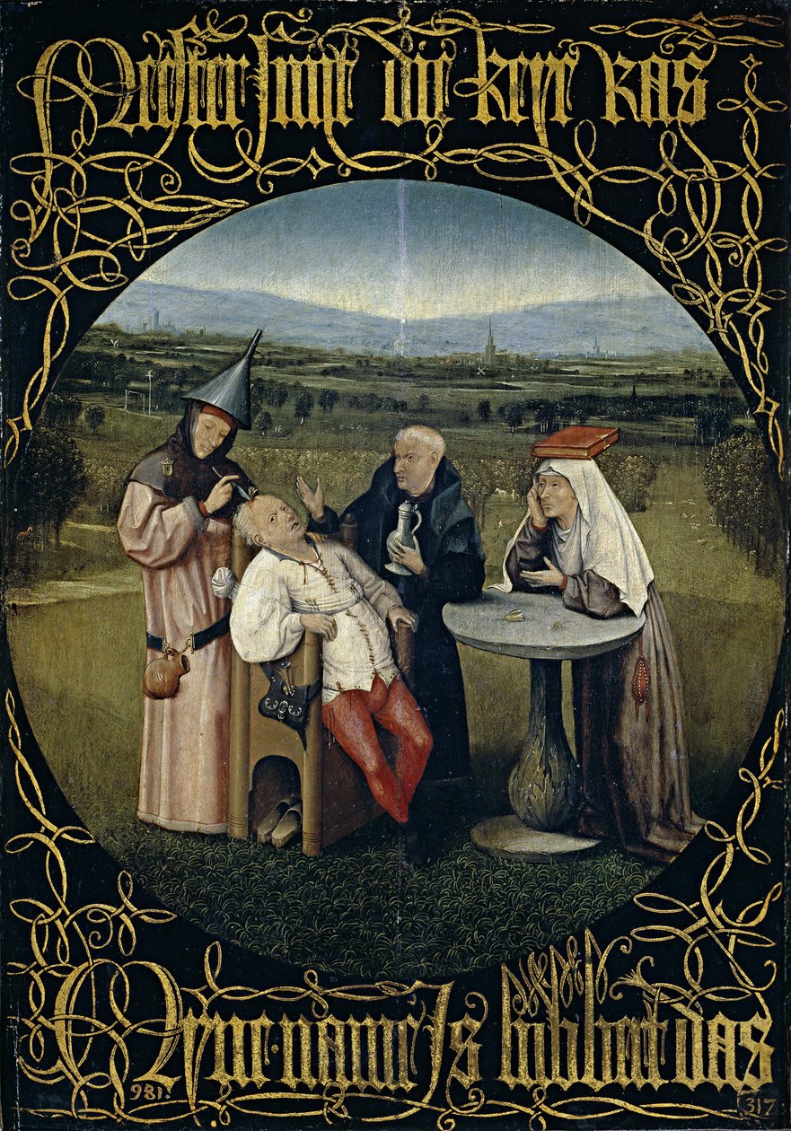 The Cure of Folly Extraction of the Stone of Madness, mezi 1488 a 1516 od Hieronymus Bosch