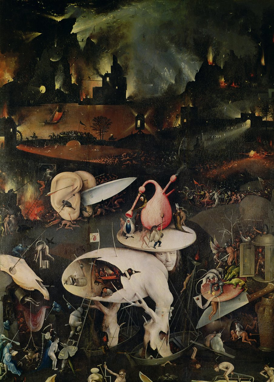 Zahrada pozemských rozkoší, peklo, pravé křídlo triptychu, cca 1500 od Hieronymus Bosch