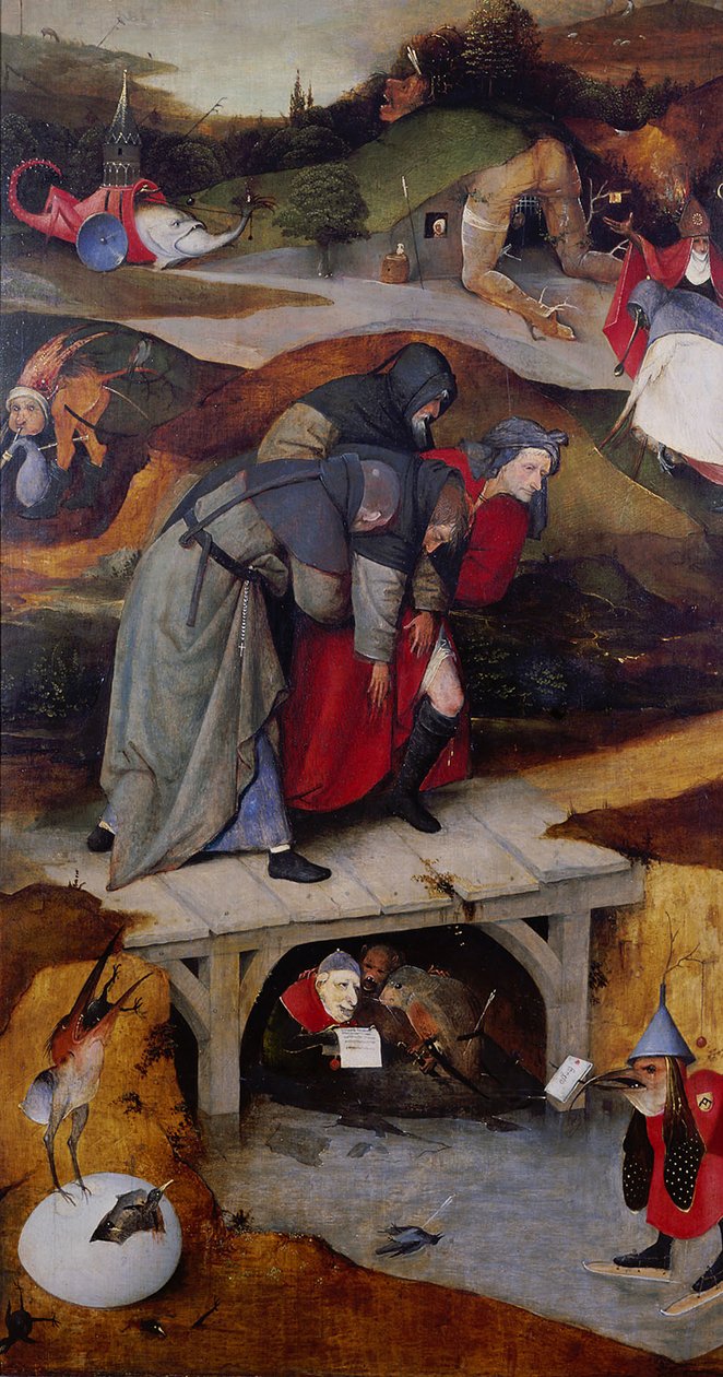 Pokušení svatého Antonína Detail levého křídla triptychu, mezi lety 1495 a 1515 od Hieronymus Bosch