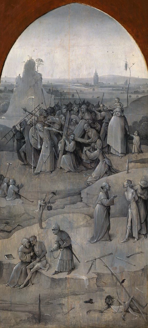 Pokušení svatého Antonína. Triptych, rub: Kristus nesoucí kříž, 1500-1501. od Hieronymus Bosch
