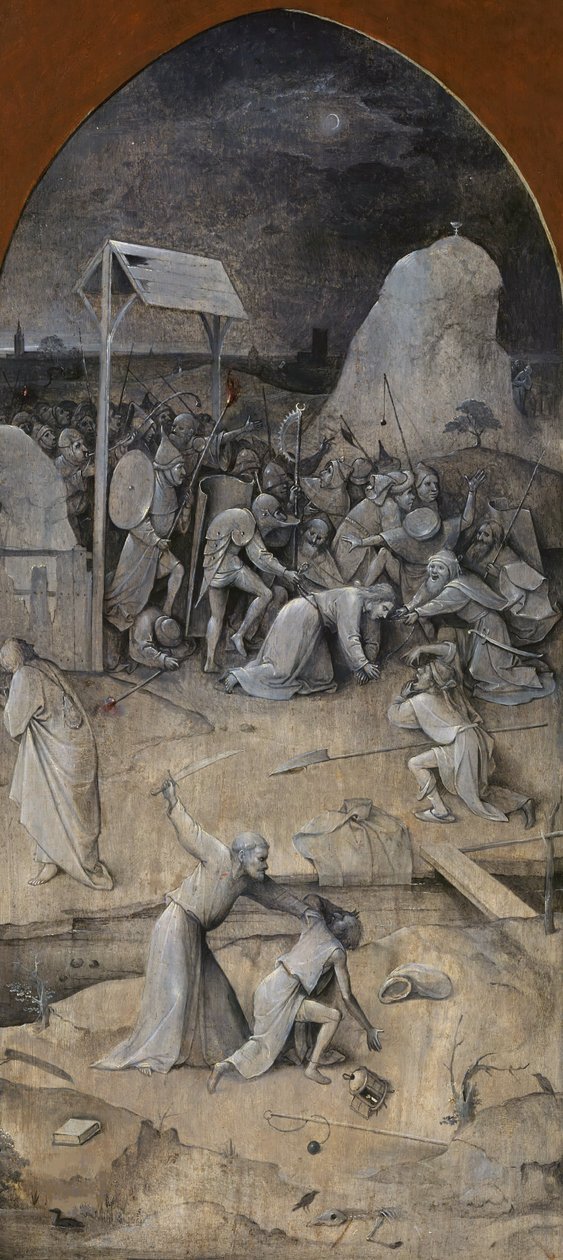 Pokušení svatého Antonína. Triptych, rub: Zajetí Krista, 1500-1501. od Hieronymus Bosch
