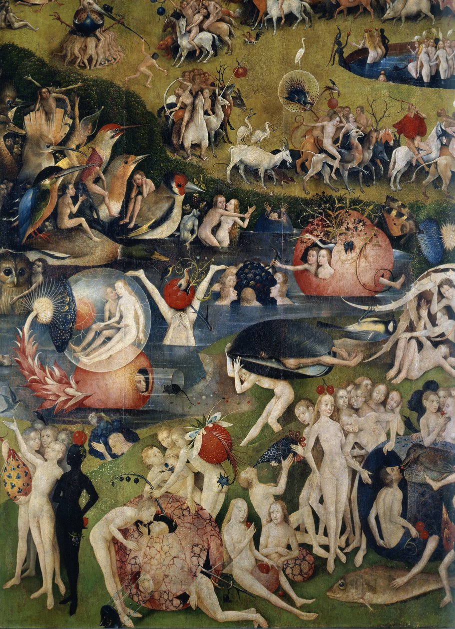 Zahrada lahůdek. Detail střední části triptychu od Hieronymus Bosch