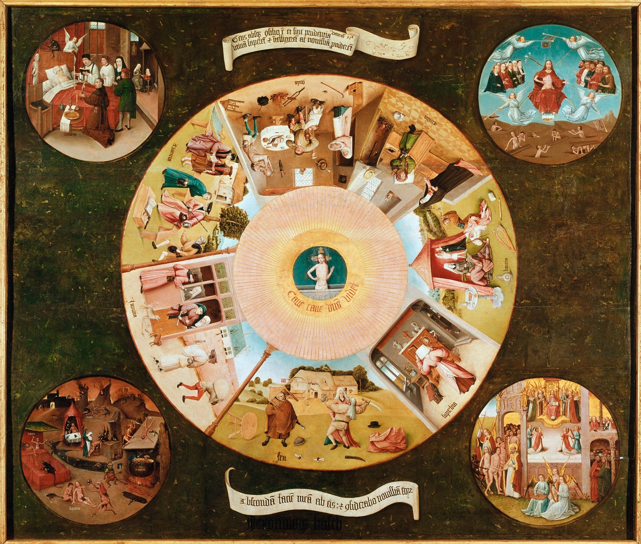 Tabulka rybolovu sedmi hlavních měst (olej na panelu od Hieronymus Bosch