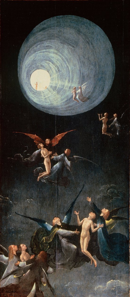 les ames bienheureuses. Le Paradis - Výstup do nebe. Z: Čtyři vize onoho světa par Bosch, Hieronymus (asi 1450-1516). Olej na dřevě, rozměr: 88,8x39,9, cca 1490-1510, Palazzo Grimani, Benátky od Hieronymus Bosch