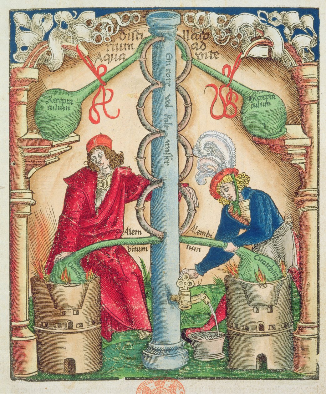 C.64.g.7 Titulní strana z Manuálu pro destilátory, Strasburg od Hieronymus Brunschwig
