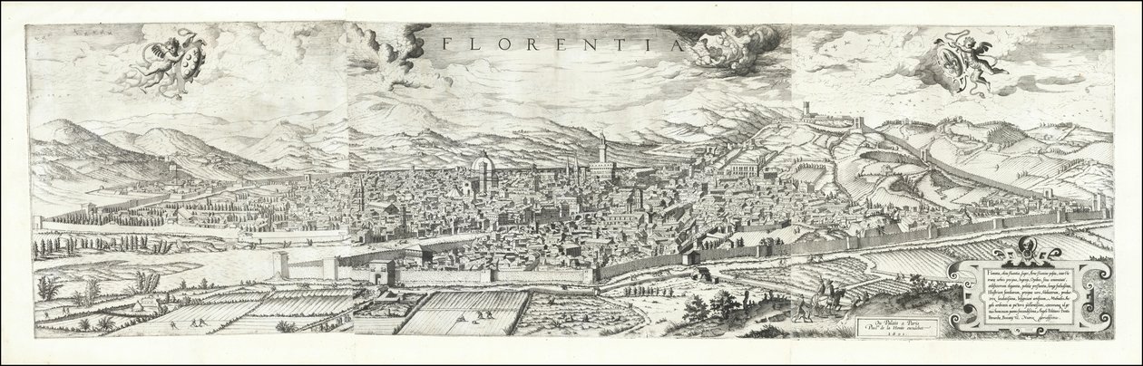 Pohled na Florencii od Hieronyma Kohouta z roku 1557, vydaný v roce 1601 Paulem van der Houvem od Hieronymus Cock