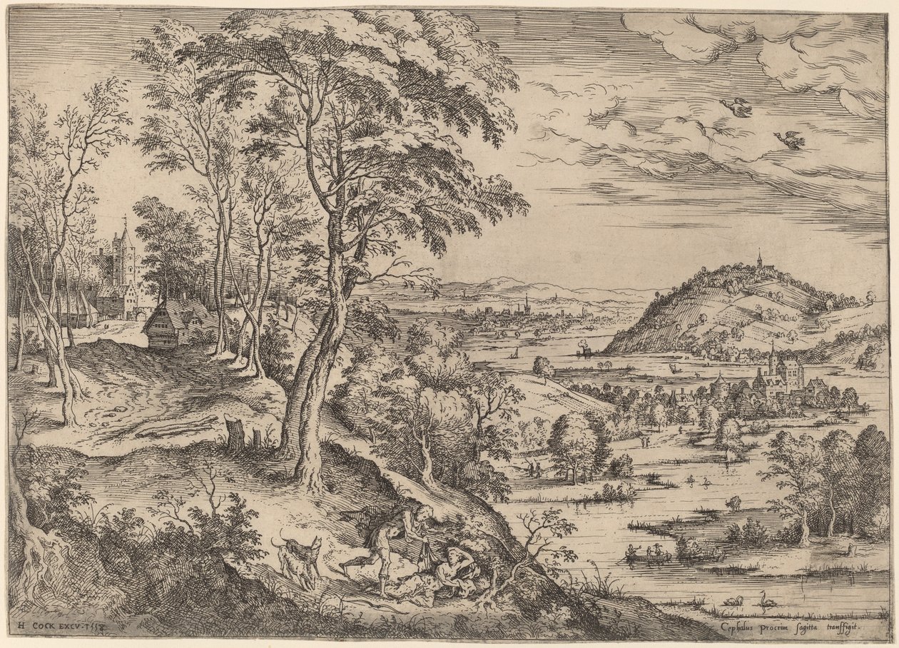 Cephalus a Procris od Hieronymus Cock
