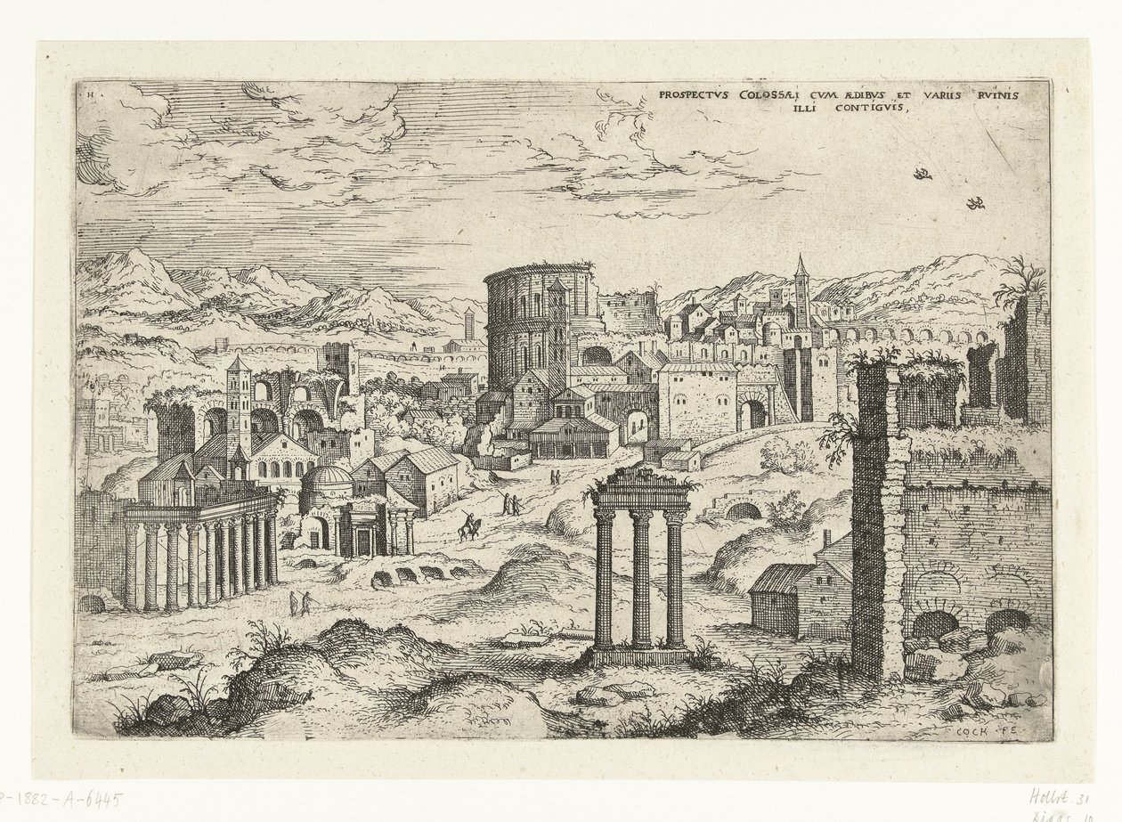 Gezicht na Forum Romanum (název na objektu) Římské ruiny (název série) od Hieronymus Cock