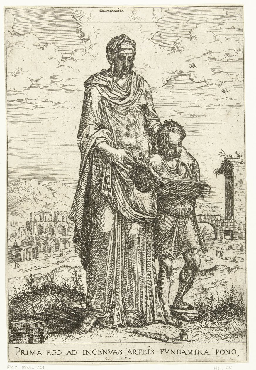 Gramatika (název objektu) Liberální umění a Minerva, Apollo a Industria (název série) od Hieronymus Cock