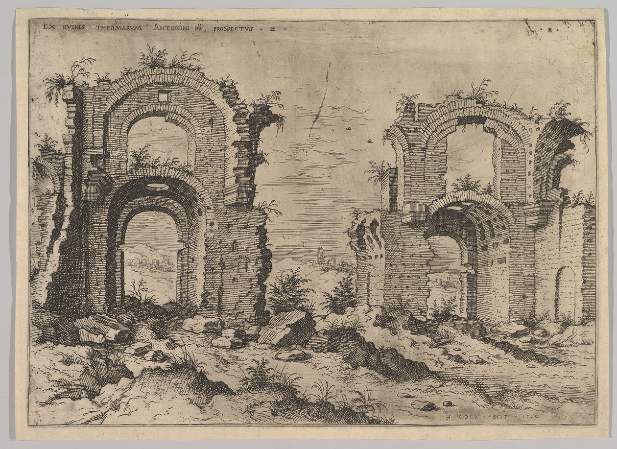 Druhý pohled na Diocletianovy lázně, ze souboru římských ruin, 1550. od Hieronymus Cock
