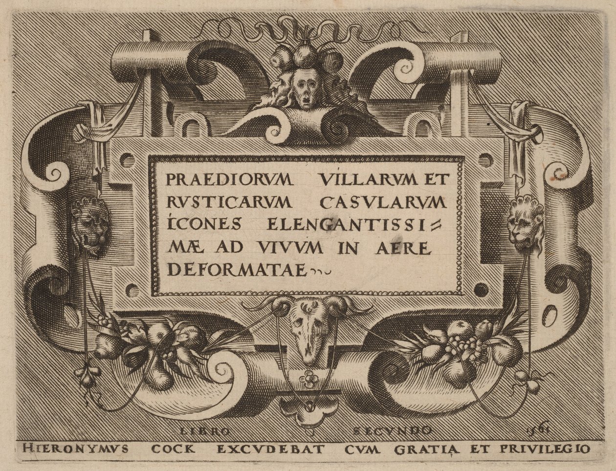 Titulní strana díla „Praediorum Villarum“ od Hieronymus Cock
