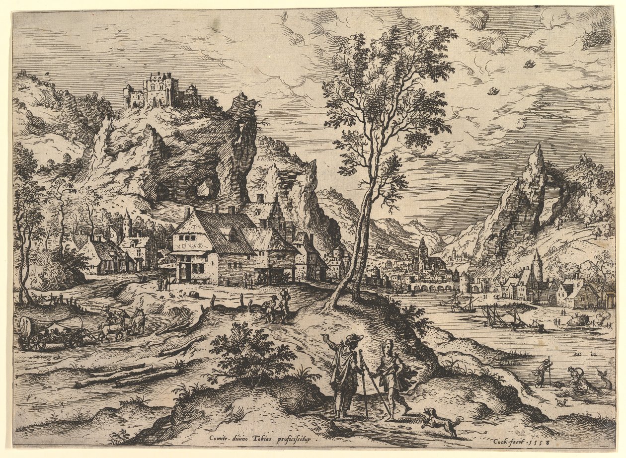 Tobit z Krajin s biblickými a mytologickými scénami, 1558. od Hieronymus Cock