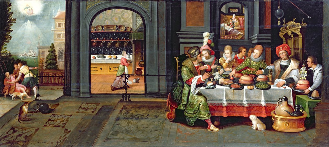 Lazarus v domě bohatého muže, 1610 od Hieronymus II Francken