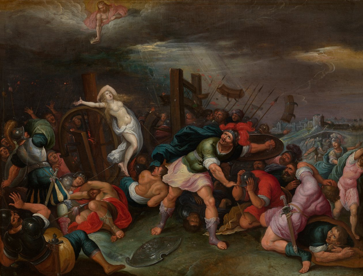 Mučednictví Saint Catherine z Alexandrie (ropa na panelu) od Hieronymus II Francken