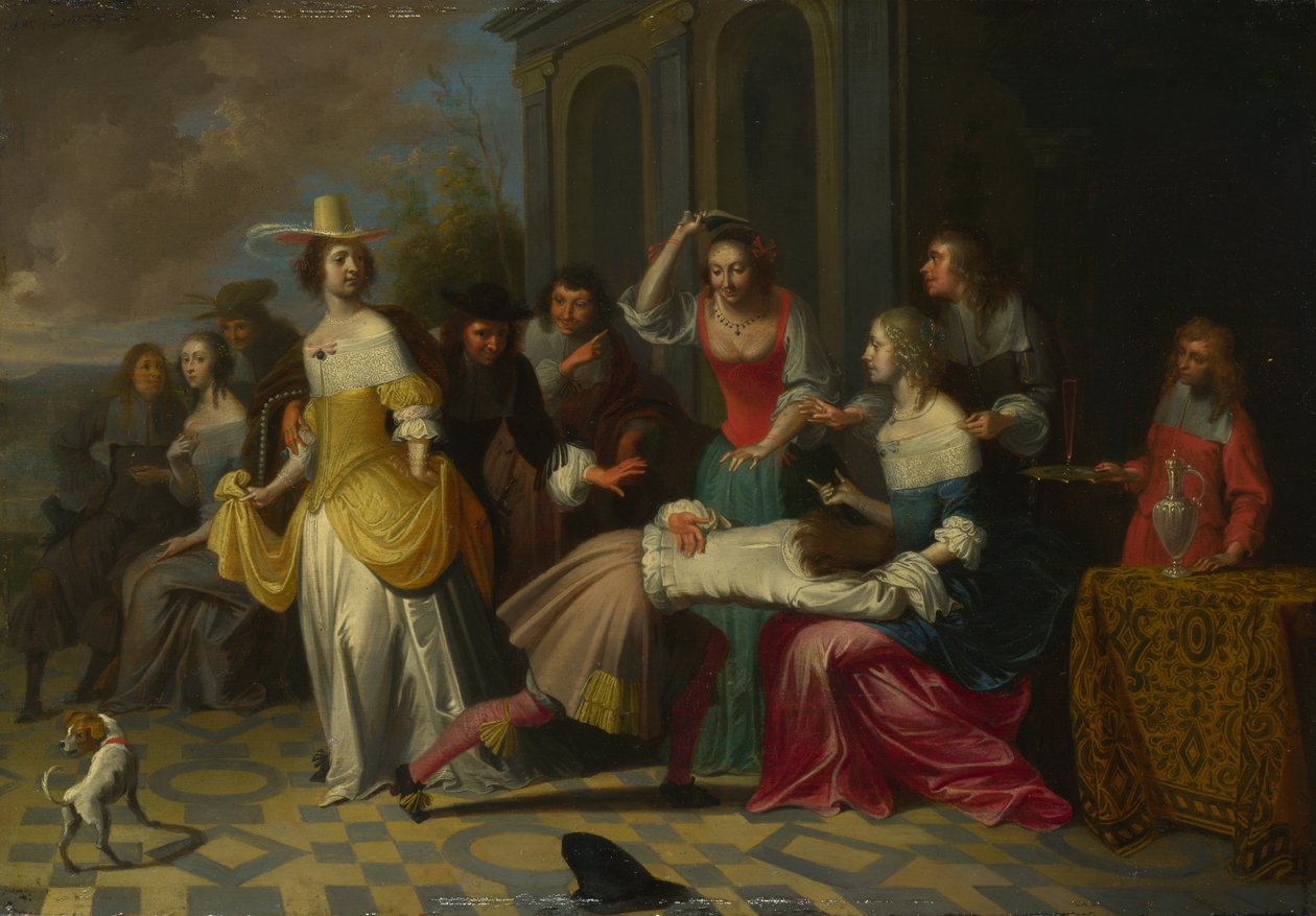 Dámy a pánové hrají La Main Chaude, c. 1655-1665 od Hieronymus, Janssens