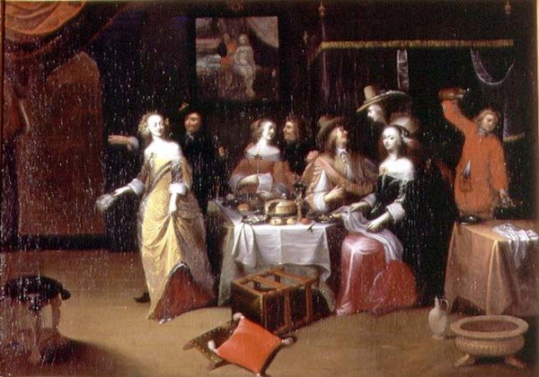 Galantské shledání od Hieronymus Janssens