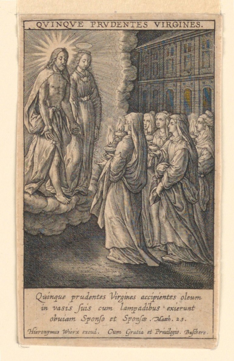Pět moudrých panen, ze suity "Speculum Virginitatis" od Hieronymus Wierix