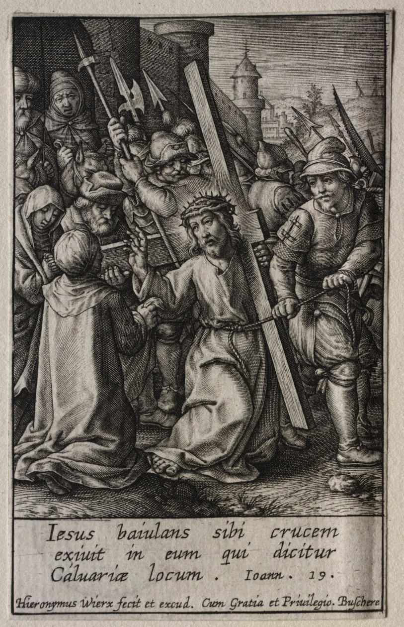 Umučení: Kristus nesoucí kříž. od Hieronymus or Jerome Wierix