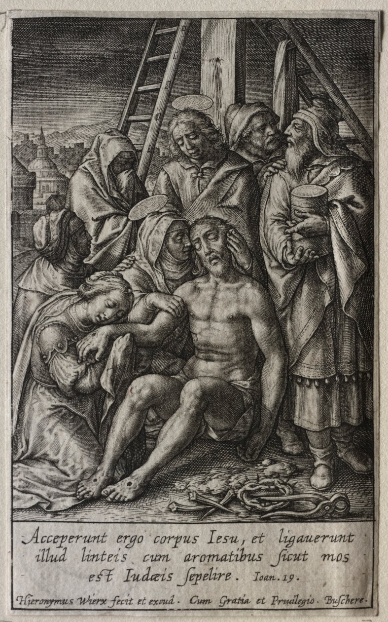 Umučení: Složení z kříže. od Hieronymus or Jerome Wierix