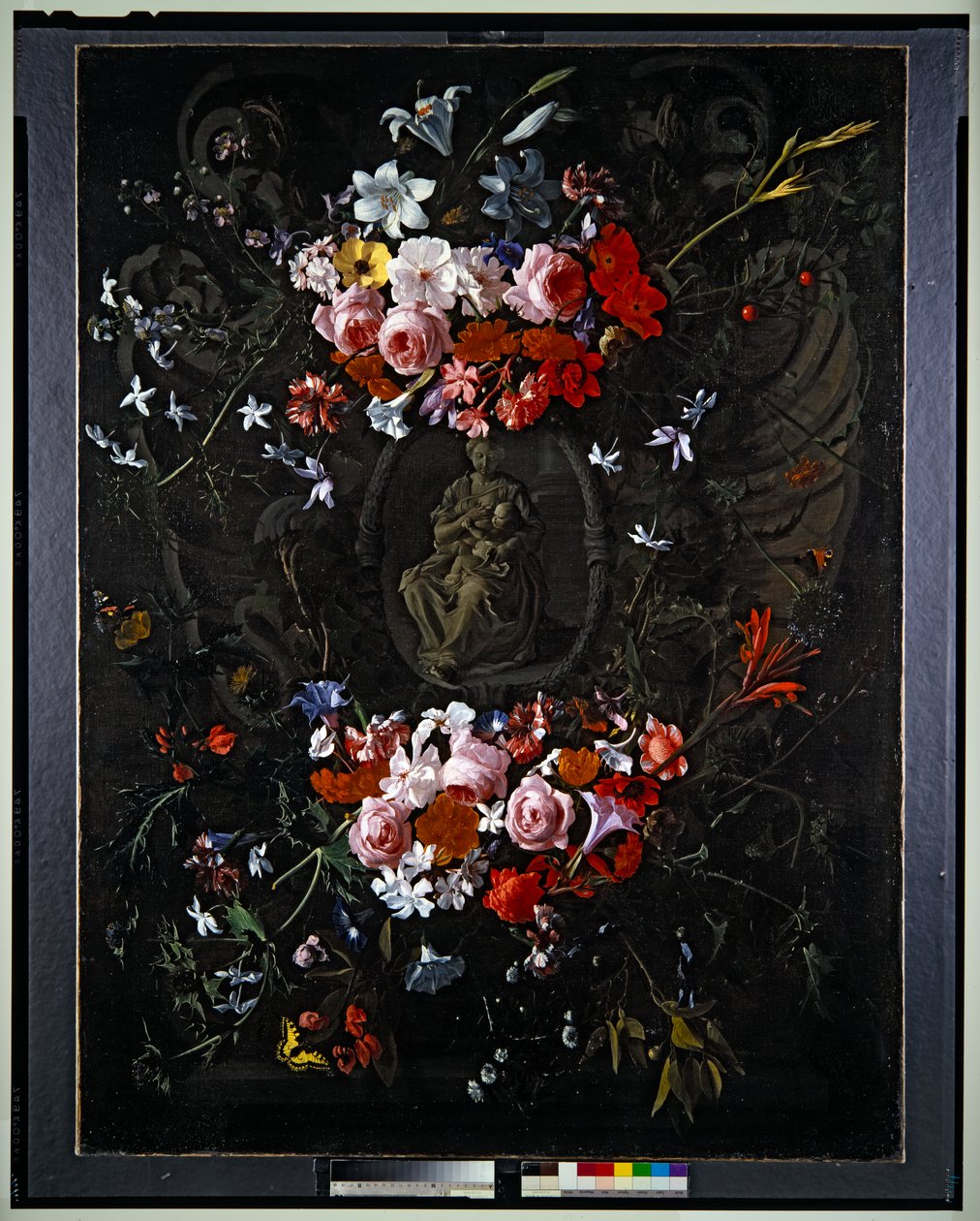 Kartuše s květinami od Hieronymus the Elder Galle