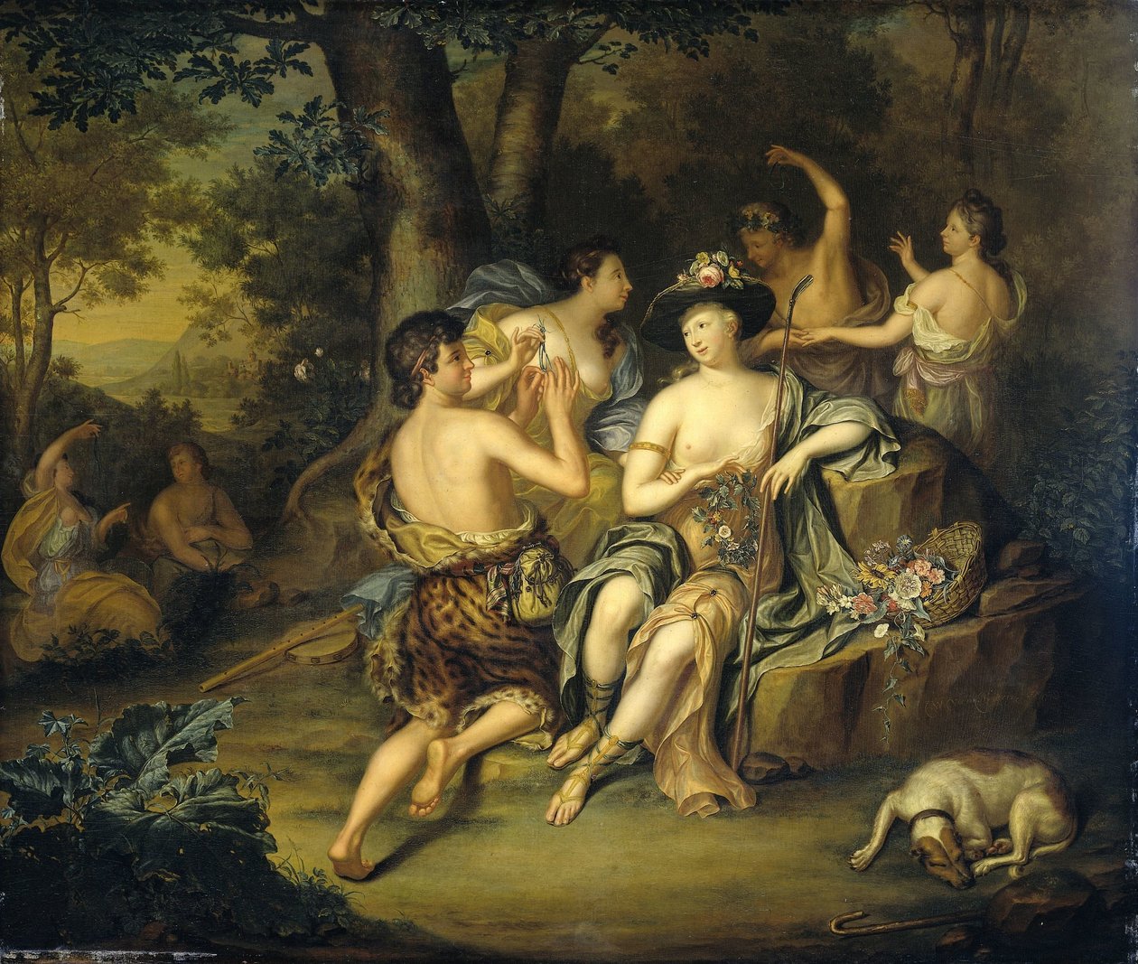 Pastýři a pastýřky v krajině Korunování Mirtilla od Amarillis od Hieronymus van der Mij