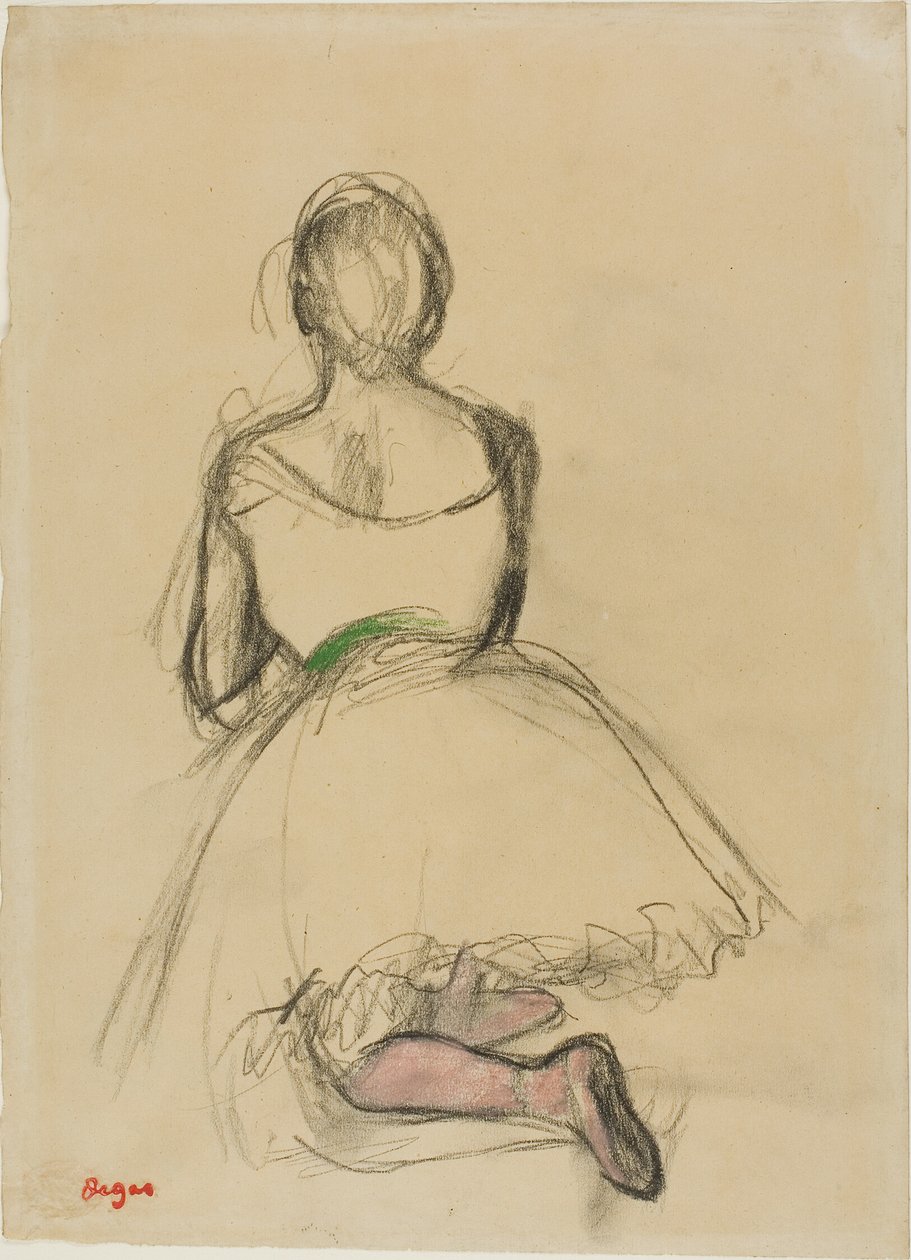 Klečící tanečnice, pohled zezadu od Hilaire Germain Edgar Degas