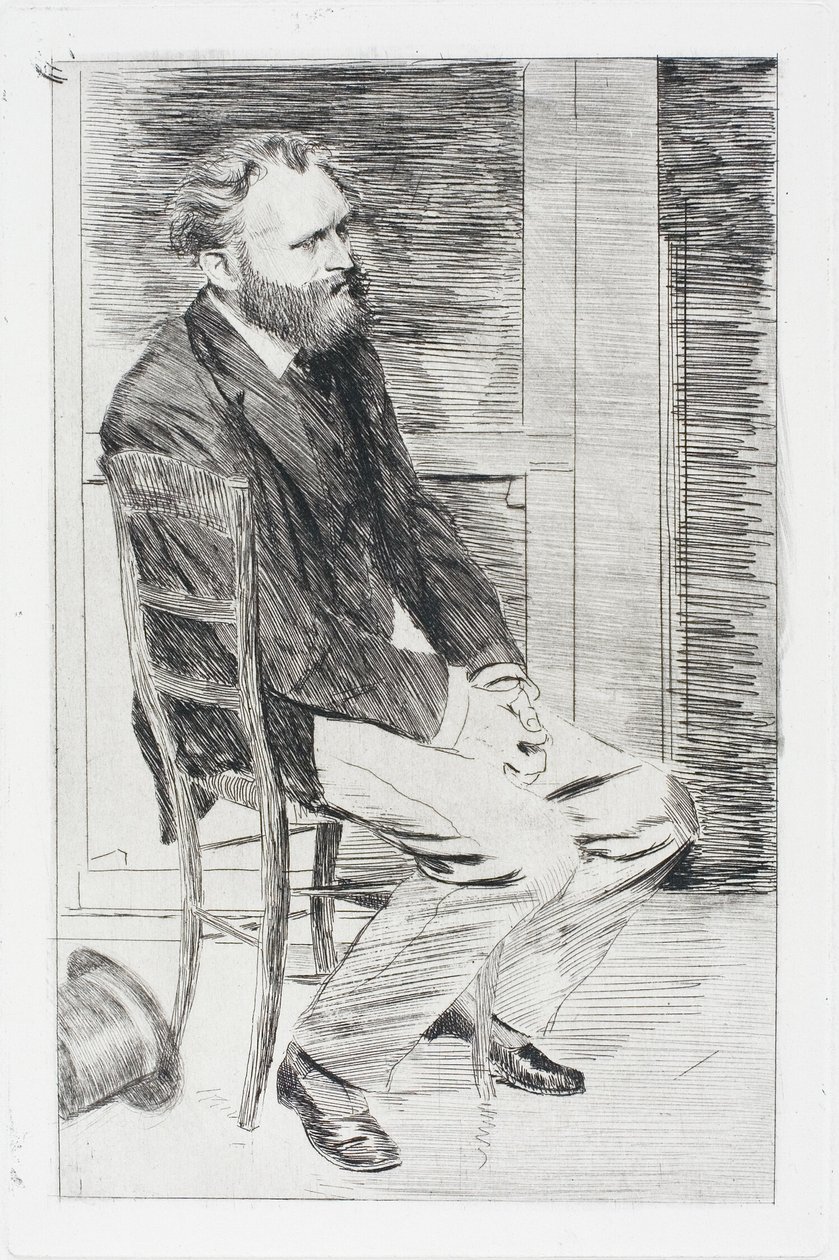 Manet vsedě, otočený doprava od Hilaire Germain Edgar Degas
