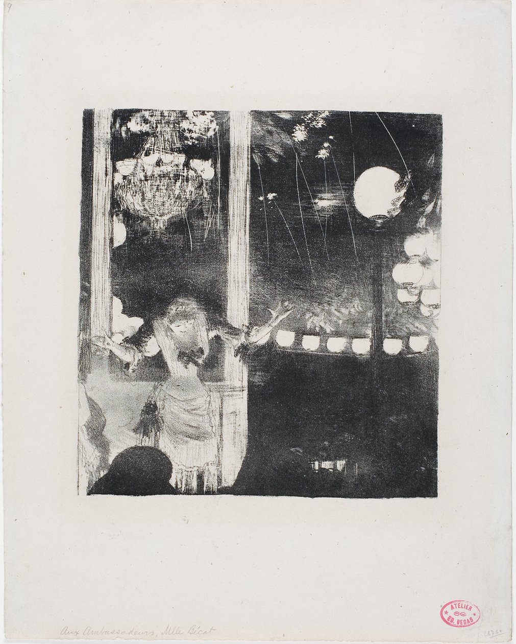 Mlle Bécat v Café des Ambassadeurs od Hilaire Germain Edgar Degas