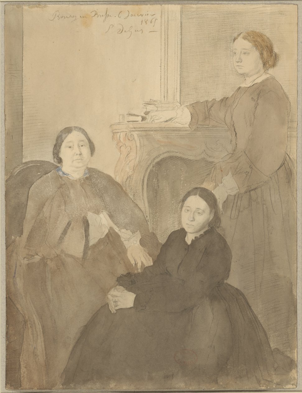 Paní Michel Musson a její dcery Estelle a Désirée od Hilaire Germain Edgar Degas