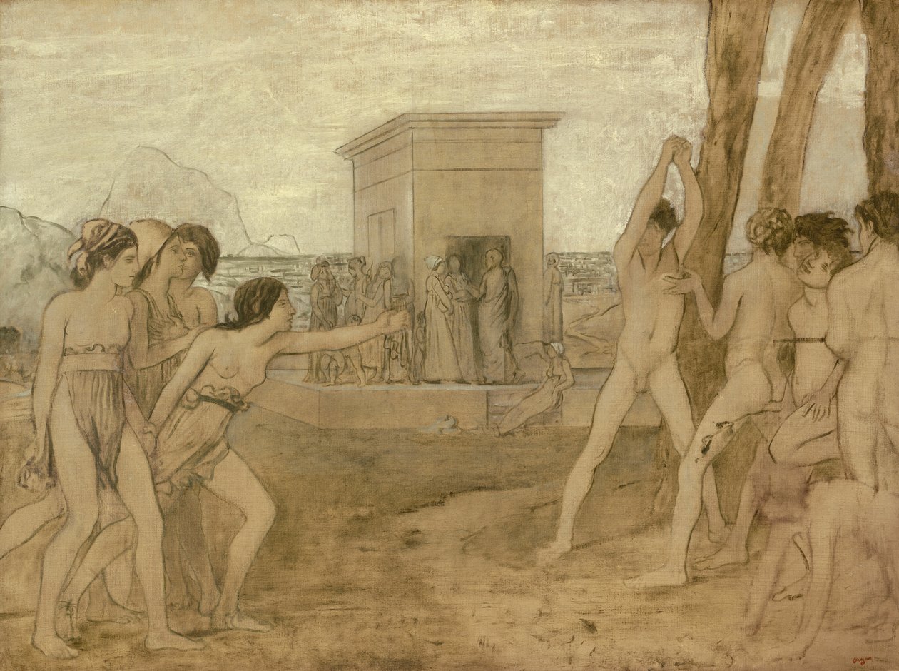 Mladé sparťanské dívky vyzývají chlapce od Hilaire Germain Edgar Degas