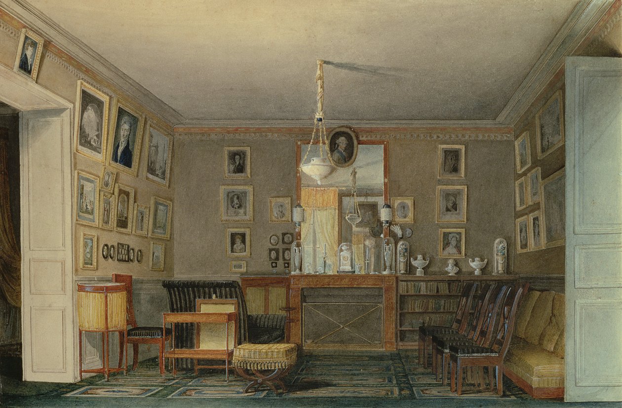 A Paris Connoisseurs Cabinet Room, c.1815 (Wc a kvaš na papíře) od Hilaire Thierry