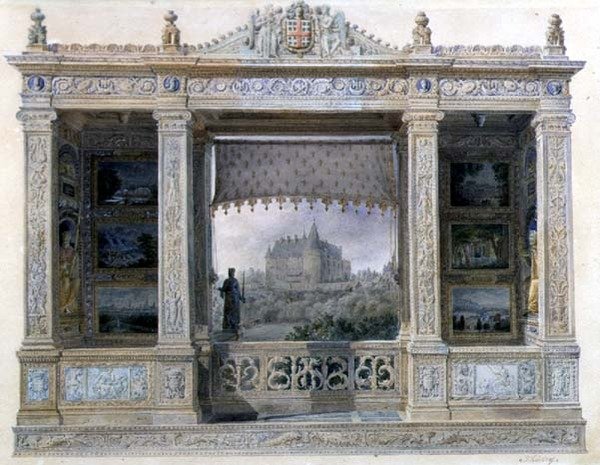 Zámek Chatillon-Coligny-Montmorency, cca 1820 (akvarel na papíře) od Hilaire Thierry