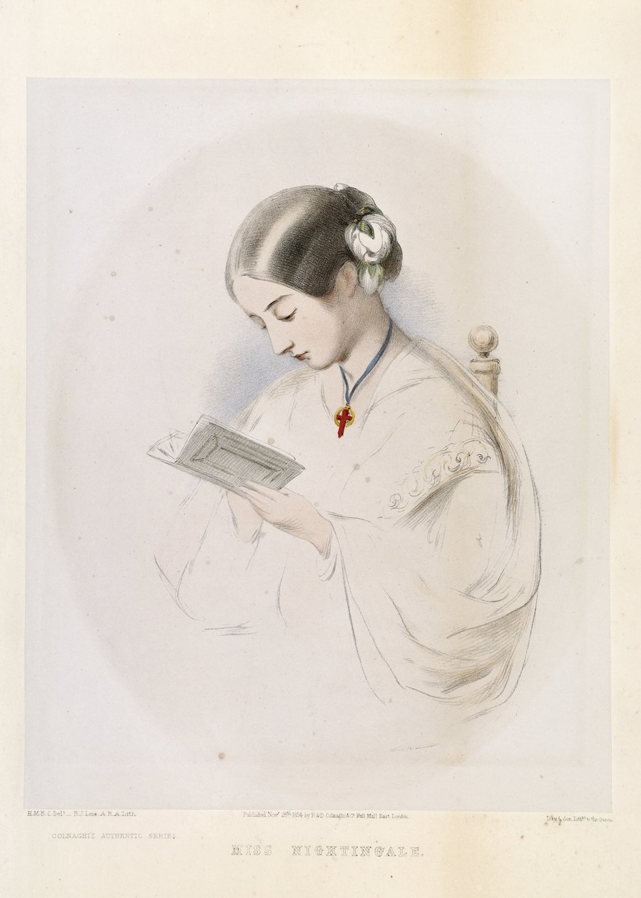 Florence Nightingale, rytina R.J. Lane, hospoda. v roce 1854 od Hilary Bonham-Carter