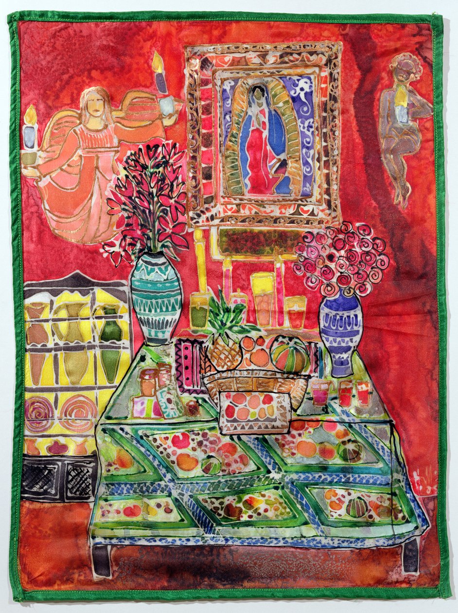 Virgin of Guadalupe, 2005 (barvy na hedvábí) od Hilary Simon