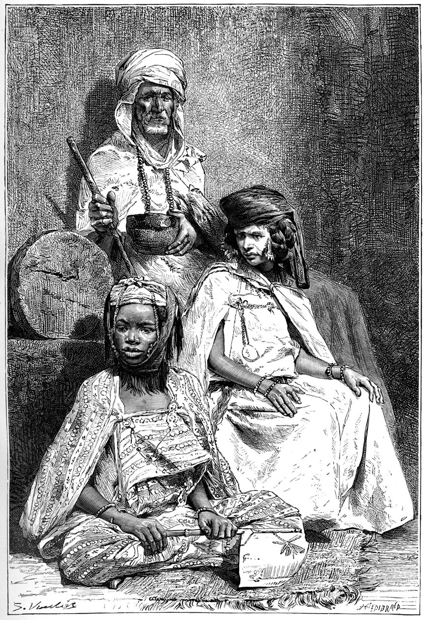 Arabský žebrák, ženy Biskra a El-kantra, c1890 od Hildibrand