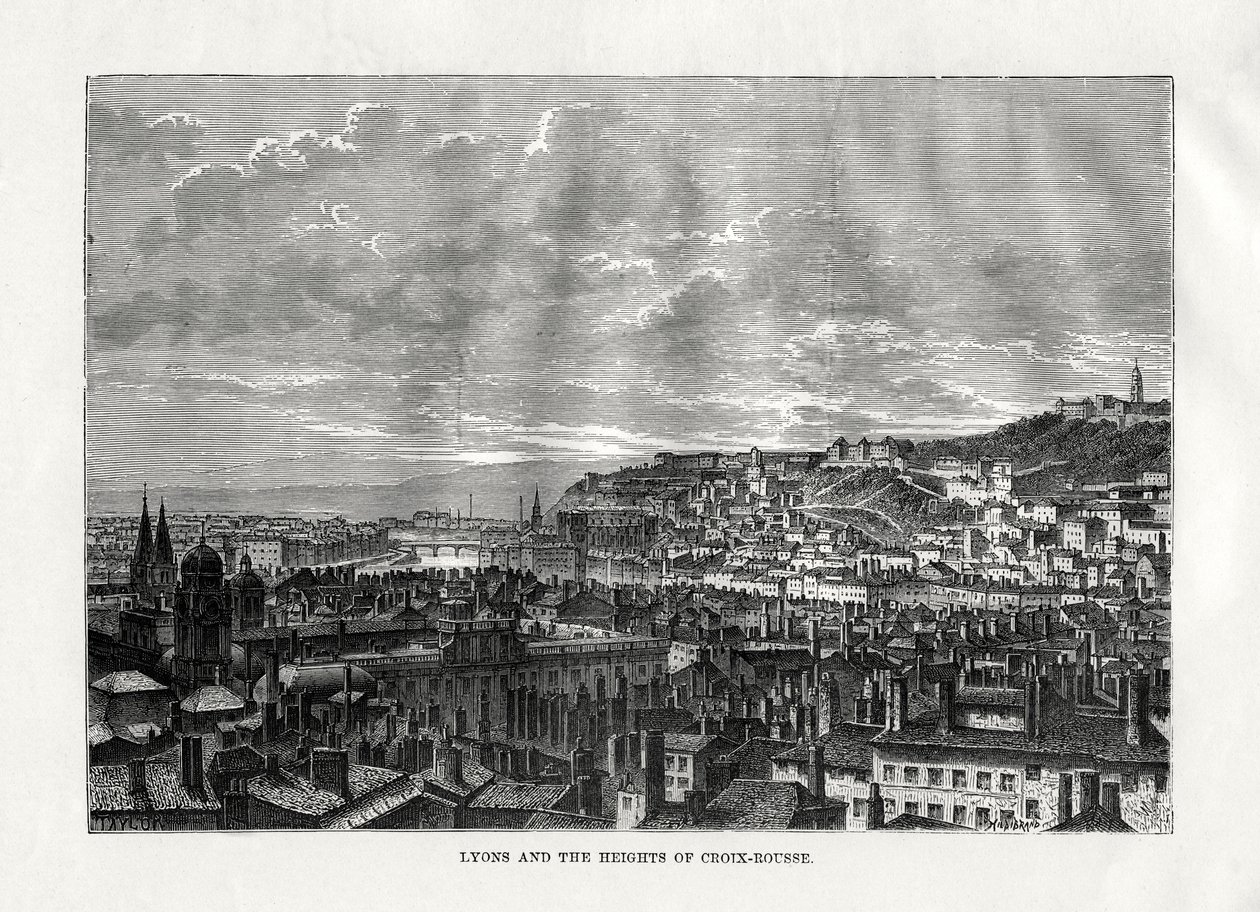 Lyon a výšiny Croix-Rousse, Francie, 1879 od Hildibrand