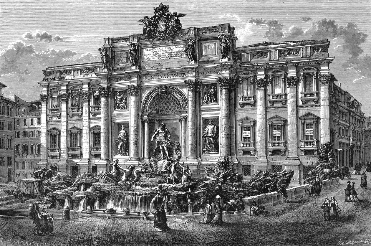Fontána di Trevi, Itálie, 19. století. od Hildibrand