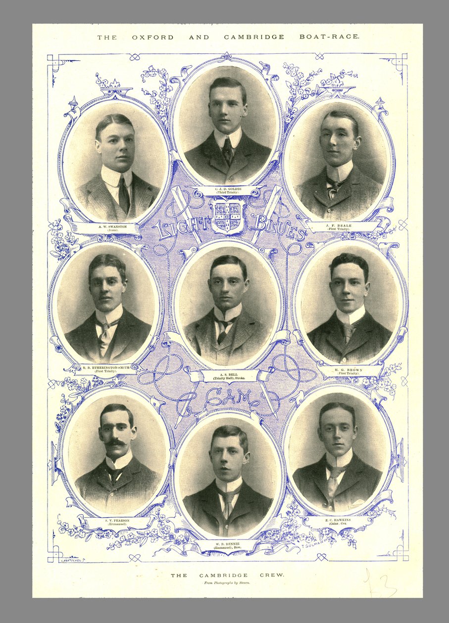 Cambridge Crew, Oxford a Cambridge Boat Race, 1898. od Hills and Saunders