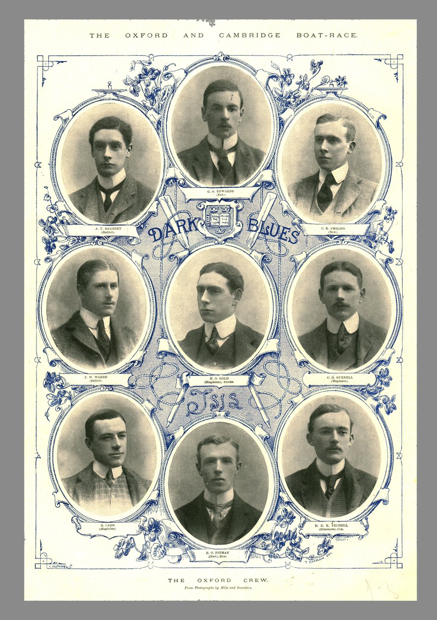 Oxford Crew, Oxford a Cambridge Boat Race, 1898 od Hills and Saunders