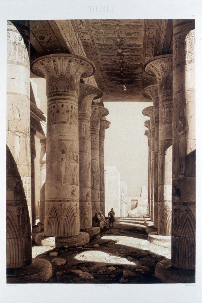„Hypostylová síň Ramessea, Théby“, Egypt, 1841 od Himely