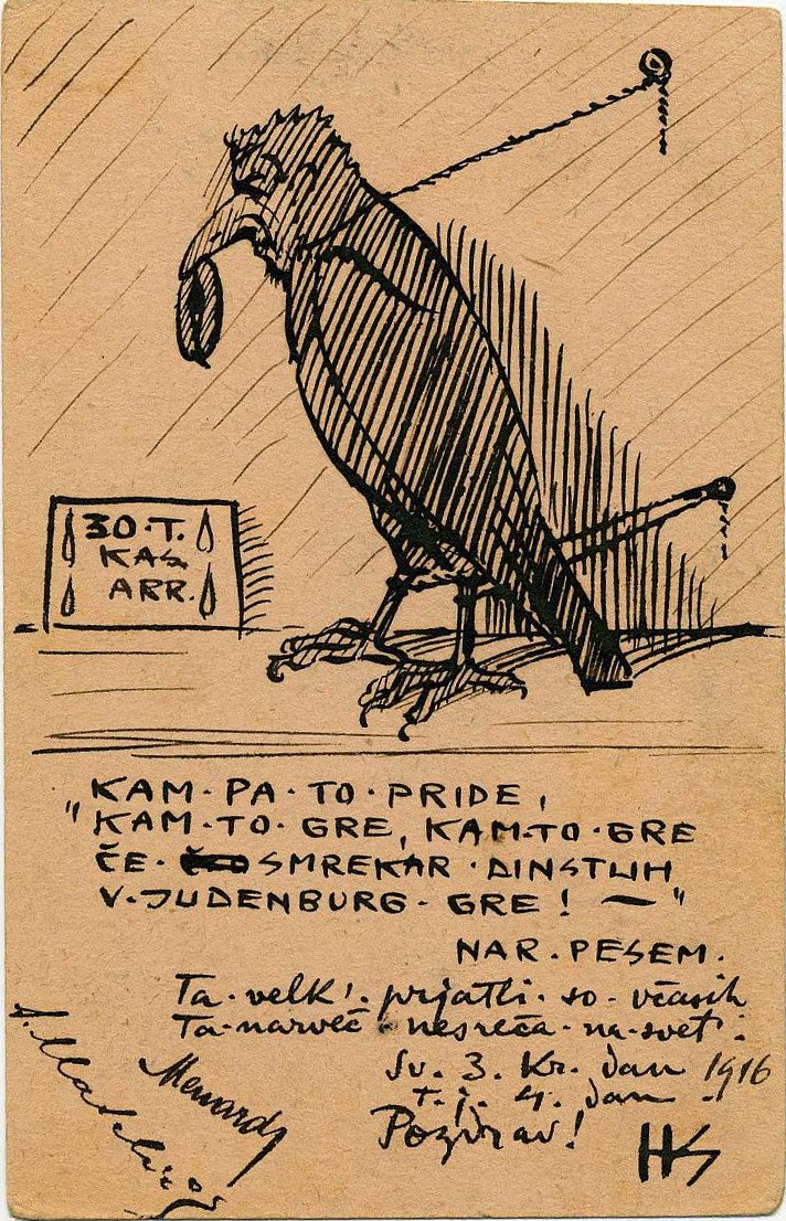 Karikatura jako pták od Hinko Smrekar