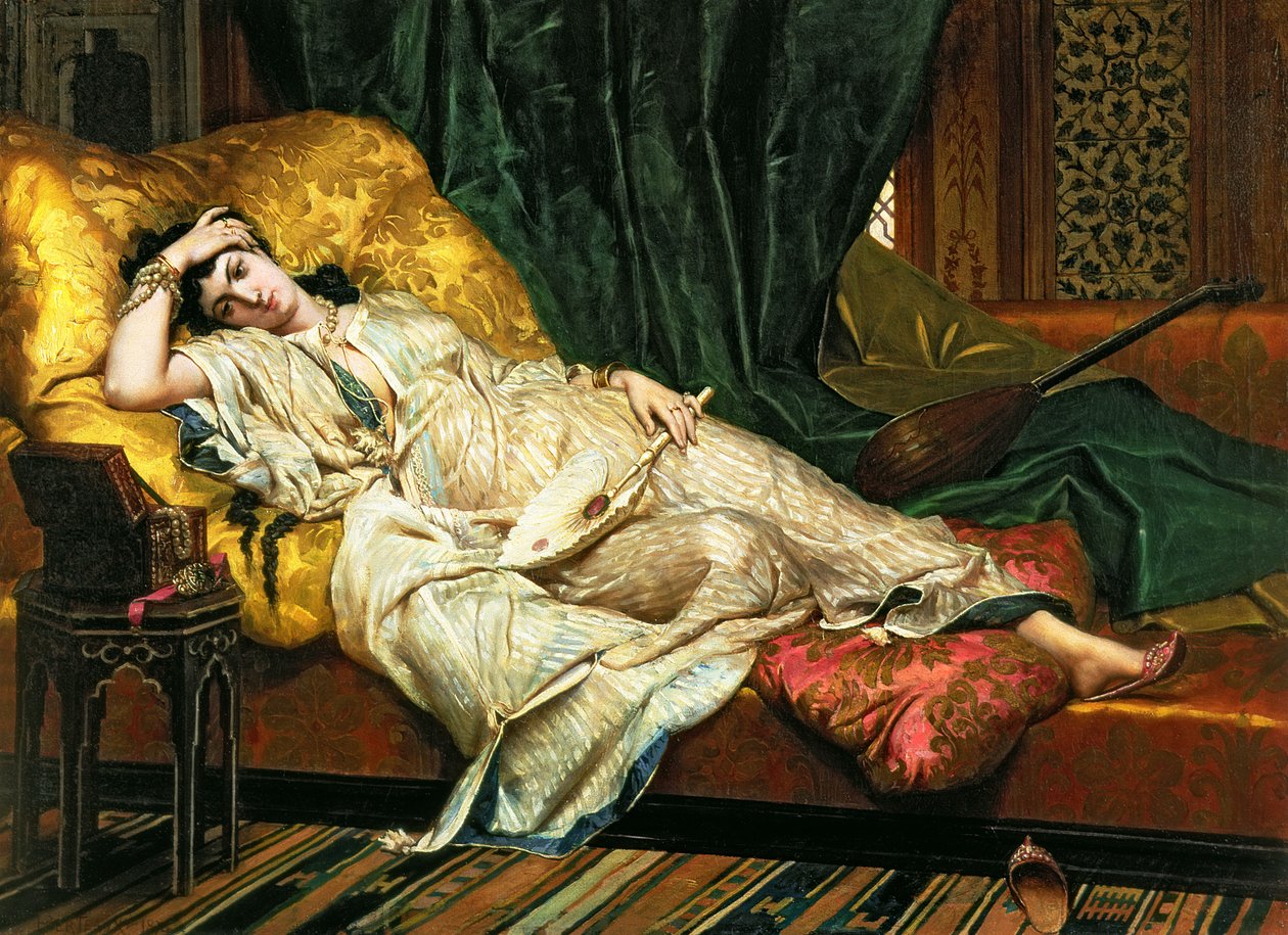 Odaliska s loutnou, 1876 od Hippolyte Berteaux