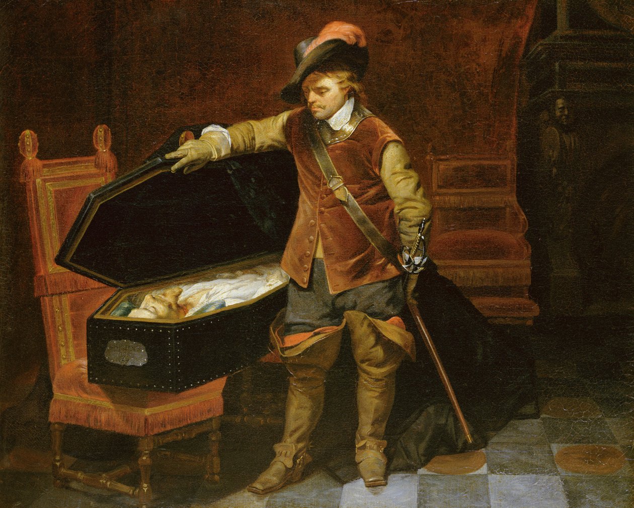 Oliver Cromwell (1599-1658) s rakví Karla I. (1600-49) 1846 od Hippolyte Delaroche