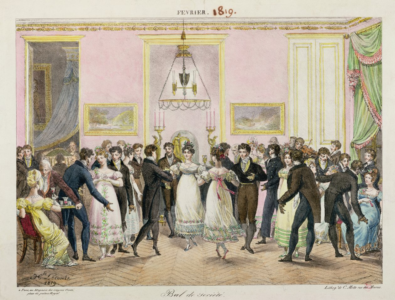 Ples společnosti, vyrytý Charles Etienne Pierre Motte (1785-1836) 1819 od Hippolyte Lecomte