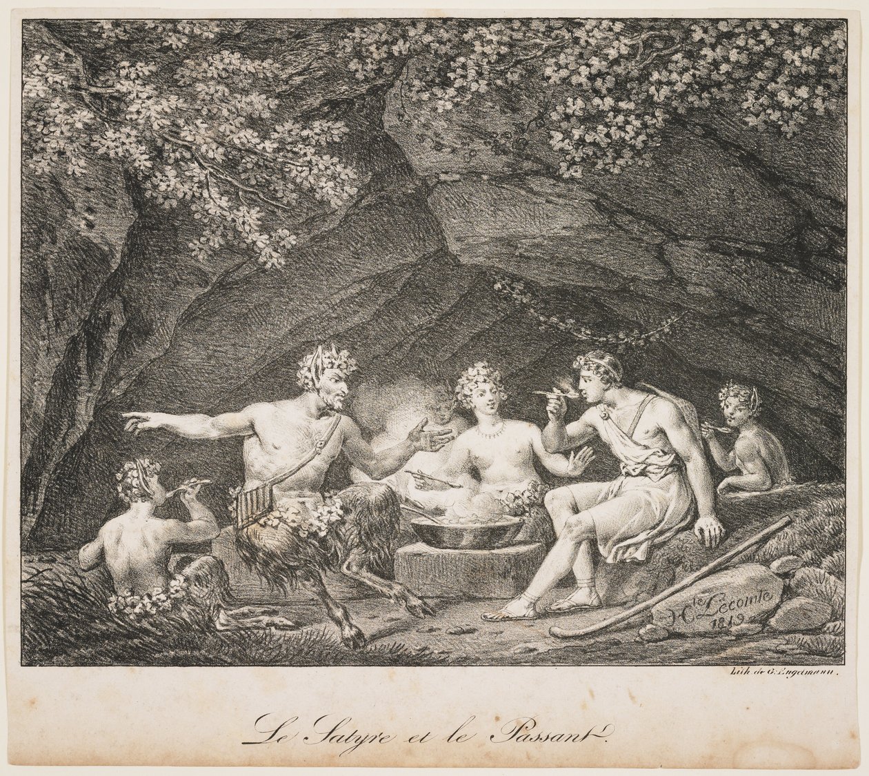 Satyr a kolemjdoucí, 1819 od Hippolyte Lecomte