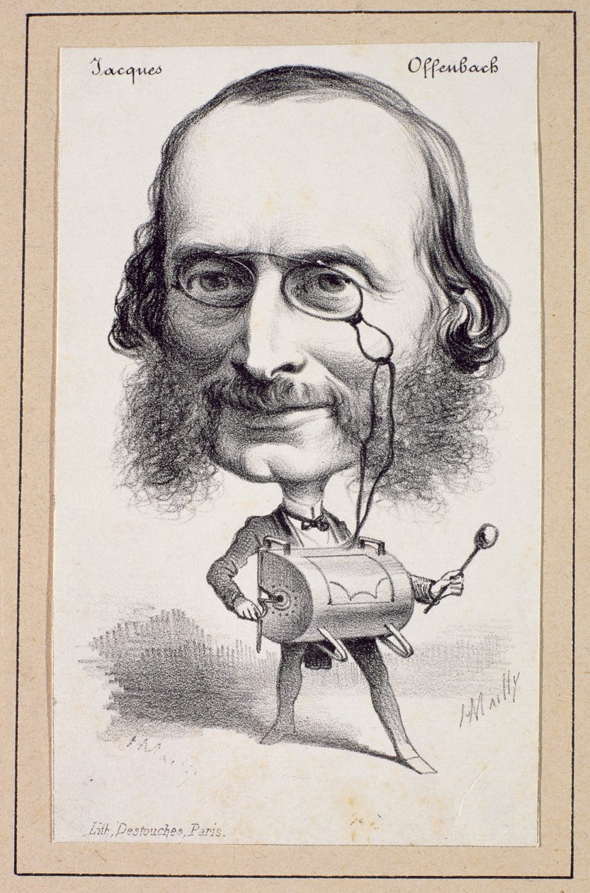 Portrét Jacquese Offenbacha (1819-80) vyrytý Paulem Emilem Destouchesem (1794-1874) od Hippolyte Mailly