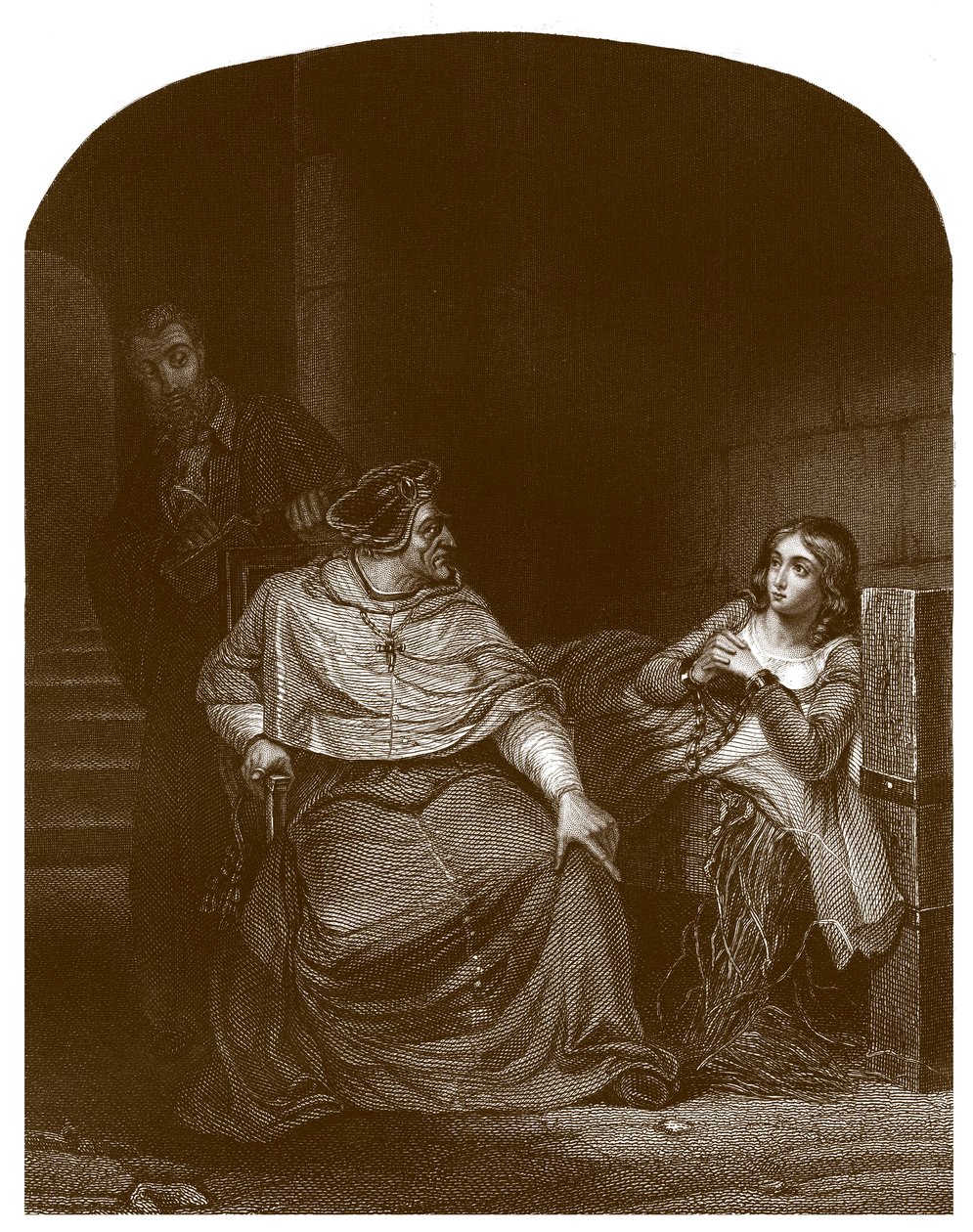 Johanku z Arku vyslýchá biskup z Winchesteru od Hippolyte Delaroche