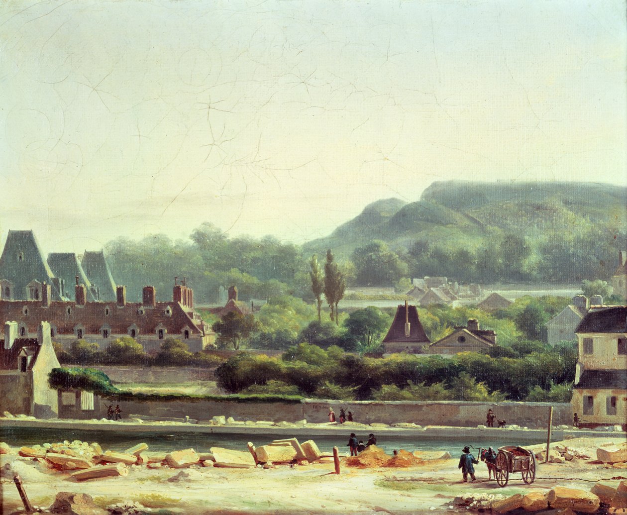 Hopital Saint-Louis a Buttes-Chaumont v roce 1830 od Hippolyte Adam