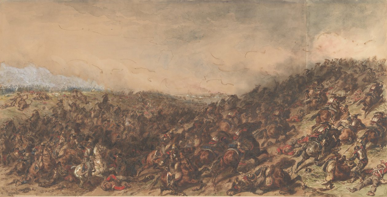 Bitevní scéna Waterloo, 1815-66. od Hippolyte Bellange